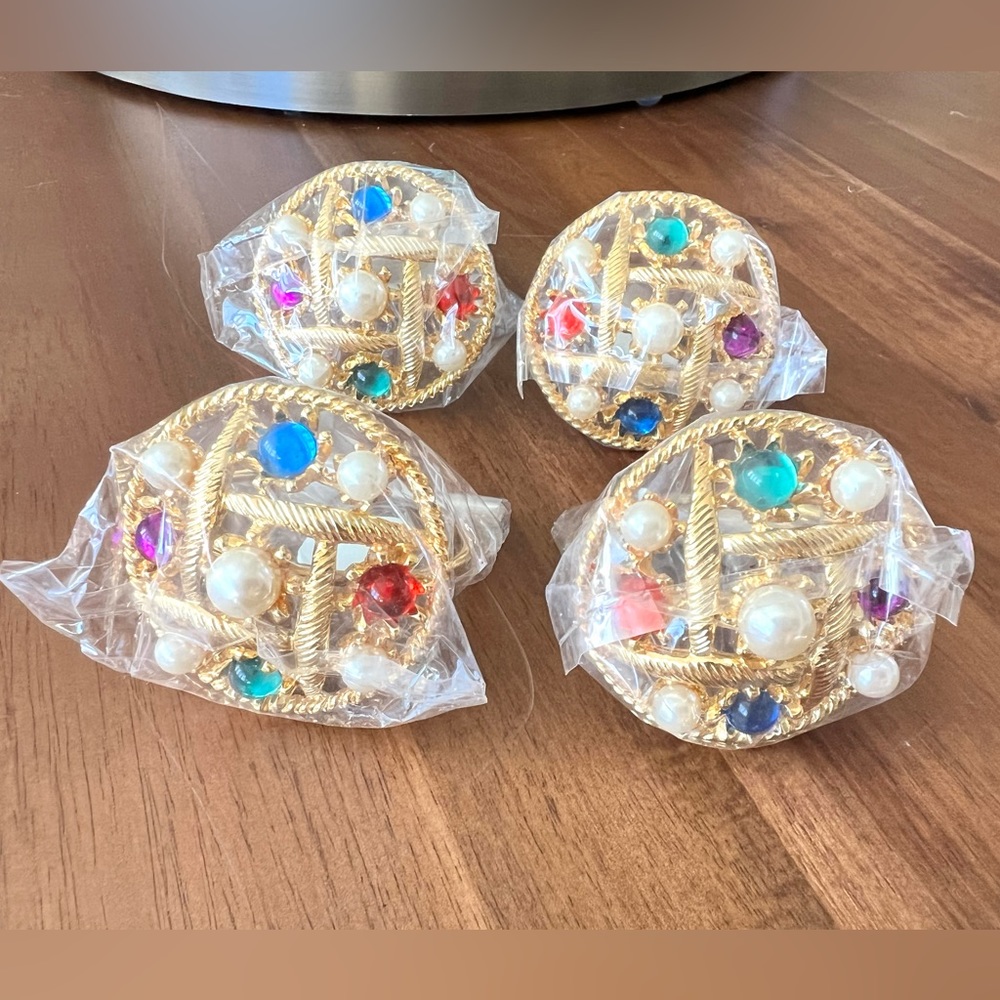 Neiman Marcus Set of Four Jeweled Napkin Rings